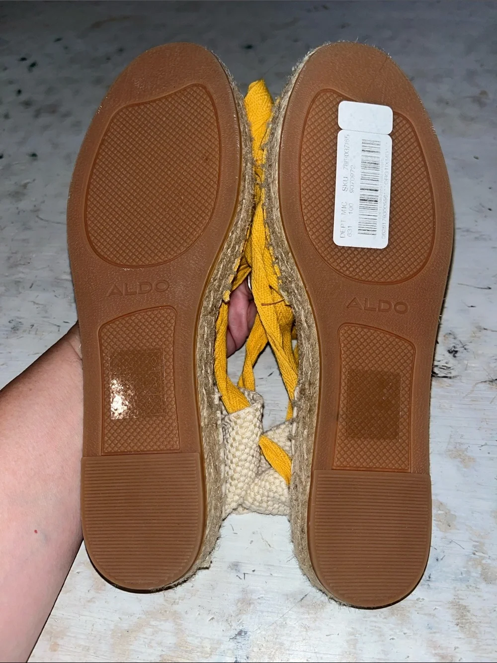 ALDO Seniorita wrap tie espadrilles in yellow | size 6.5